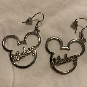 Disney Mickie shaped earrings with Mickey word across each one
